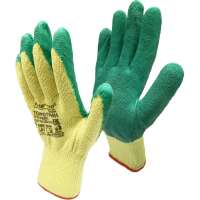Рабочие перчатки Master-Pro® ТОРРО ГРИН х/б, с рельефным латексным покрытием 6410-CL