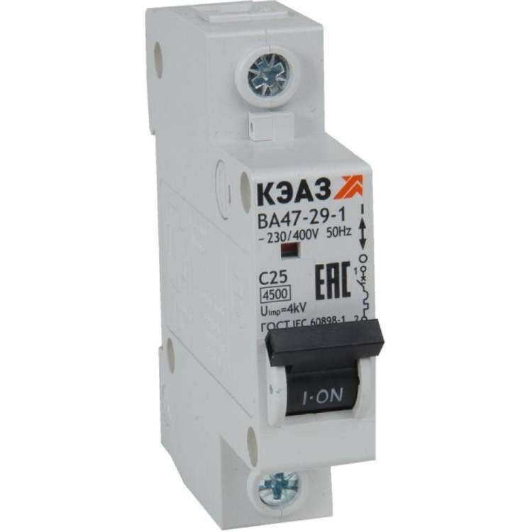 Автоматический модульный выключатель КЭАЗ 1п C 6А 4.5кА ВА47-29-1C6-УХЛ3 318208