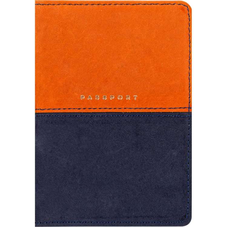 Обложка для паспорта OfficeSpace Duo кожа, осень, темно-синий, тиснение фольгой 311101
