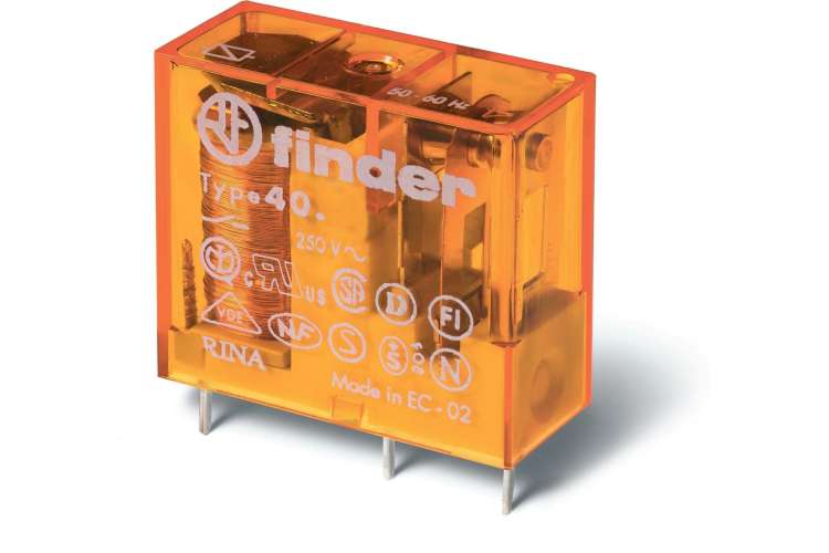Миниатюрное реле Finder 2 перекидных контакта 8А, 110В AC, - герметичное, 405281100001