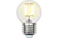 Светодиодная лампа Uniel LED-G45-7,5W/WW/E27/CL GLA01TR. Форма шар, прозрачная. UL-00003252