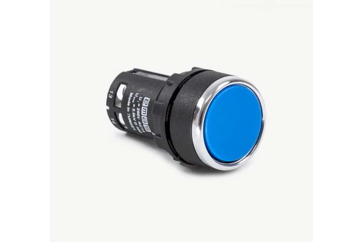 Нажимная кнопка Emas моноблочная синяя 22 мм, IP 40, 1НЗ MB200DM