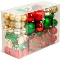 Набор ёлочных шаров Winter Glade, пластик, красный/золотой/зеленый микс, 79 шт в упаковке 60379G311