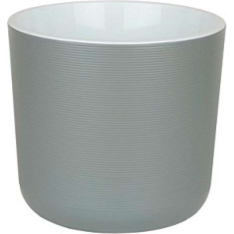Пластиковый горшок с вкладкой liveingreen ЛИОН 9 л, серый муссон/белый, диаметр 25 см, высота 21 см ЛИ25-70
