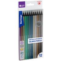 Цветные карандаши BERLINGO SuperSoft. Metallic металлик, 12 цветов, заточенные SSM0506