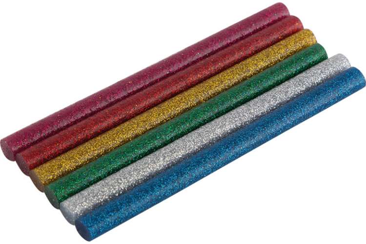 Стержни клеевые цветные с блестками (6 шт; 7х100 мм) для термопистолета Engy 007586