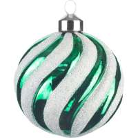 Стеклянный шар Karlsbach бело-зеленый 8 см 6 шт. 09805