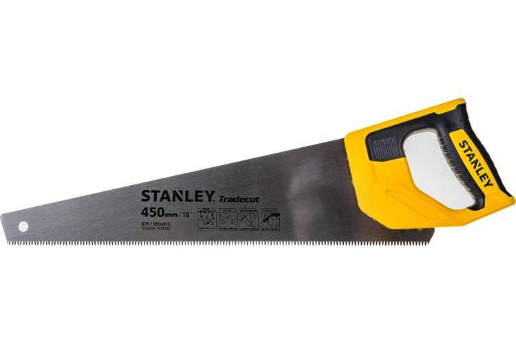 Ножовка по дереву Stanley TRADECUT с закаленным зубом, 7 Х 450мм STHT20354-1