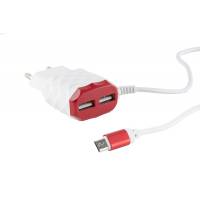 СЗУ Red Line 2 USB+MicroUSB модель NC-2.1AC, 2.1A, красный УТ000013617