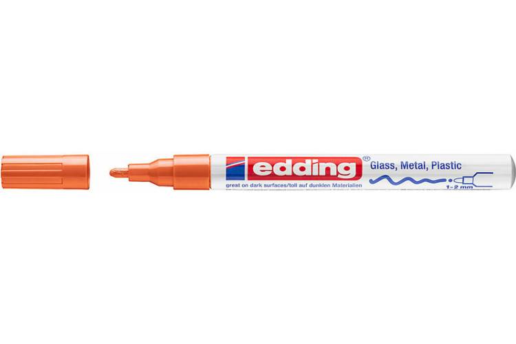 Глянцевый лаковый маркер Edding округлый наконечник, 1-2 мм, оранжевый E-751#6