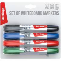 Набор маркеров для белых досок BERLINGO WB200 4 цвета, пулевидный, 2 мм, блистер BMc_40509