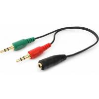 Кабель Cablexpert аудио сигнал CCA-418 джек 3.5 наушник 3.5 микрофон папа джек 3.5 4pin длина 20см, черный CCA-418
