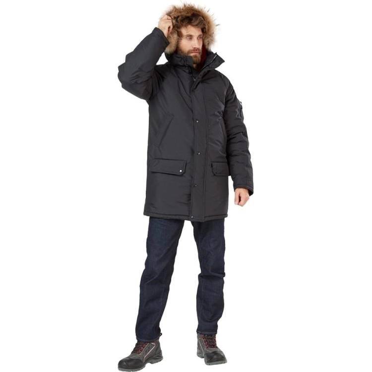 Удлиненная куртка Эксперт Спецодежда Аляска, черная, р. 60-62, рост 170-176 6446000057080