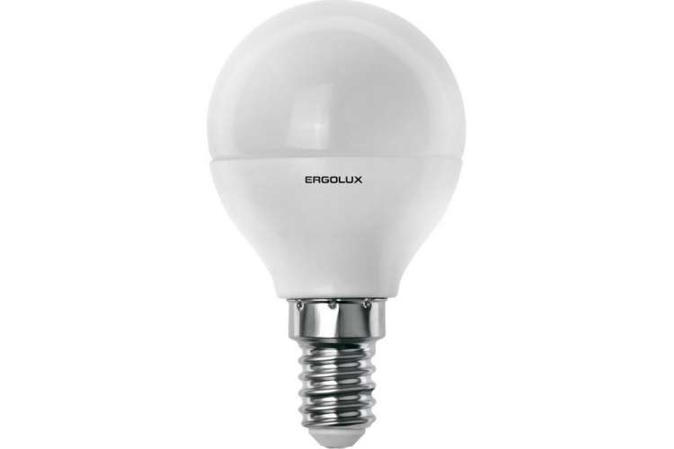 Электрическая светодиодная лампа Ergolux LED-G45-9W-E14-3K Шар 9Вт E14 3000K 172-265В 13173