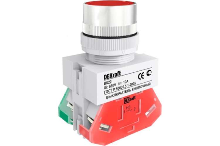 Кнопочный выключатель Dekraft ВК22-ABF-RED 25123DEK