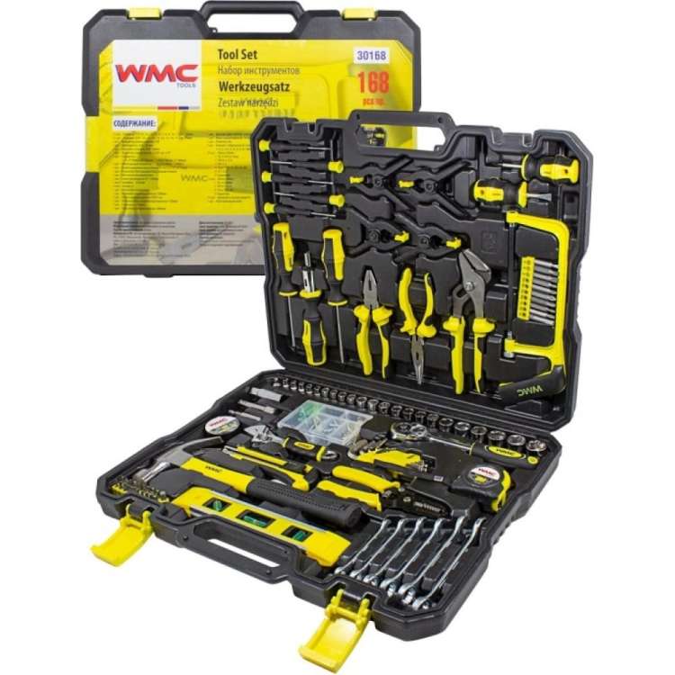 Набор инструментов WMS Tools 168пр, 1/4'', 3/8', 6гр, 4-19мм WMC-30168