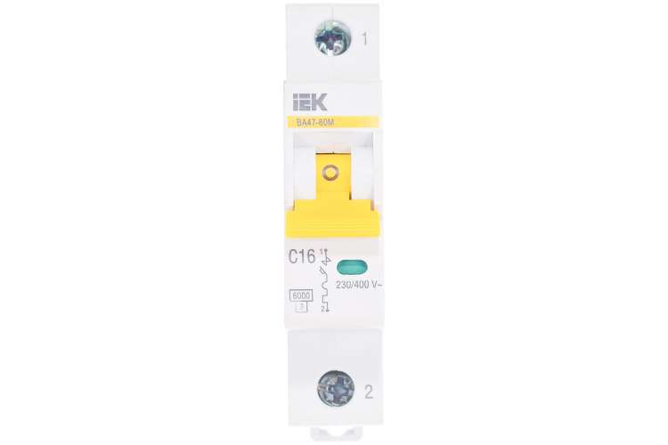 Автоматический выключатель IEK ВА47-60 однополюсный 16А С 6кА 6958691