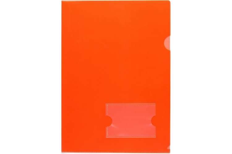 Пластиковая папка-уголок Hatber А4 с карманом для визитки, 180мкм, красный, 20 шт 047772