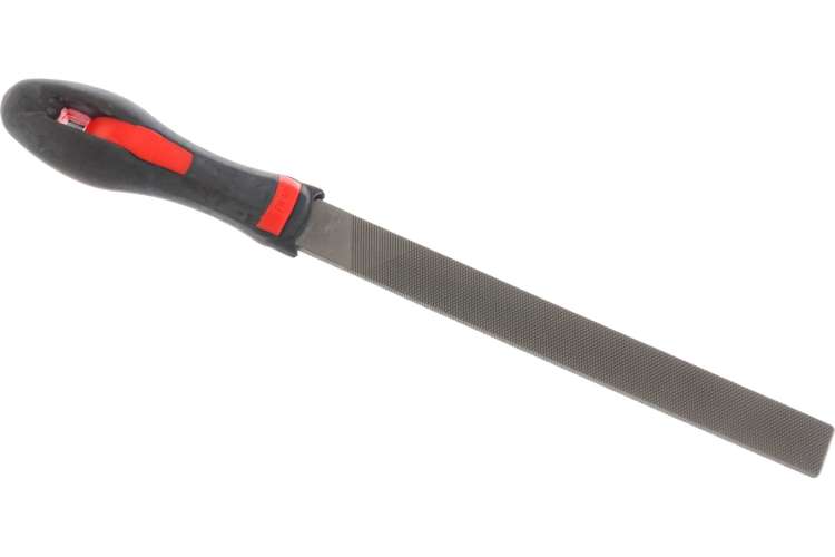 Плоский прямой напильник с ручкой PVC (200 мм, насечка №1 грубая, по 4м сторонам) BAUM 3711200