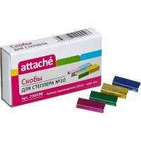 Цветные скобы для степлера Attache №10, 2-20 листов 1000 шт в картонной упаковке 256098