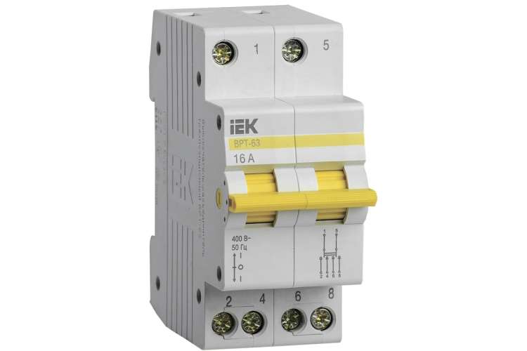 Трехпозиционный выключатель-разъединитель IEK ВРТ-63, 2P, 16А MPR10-2-016