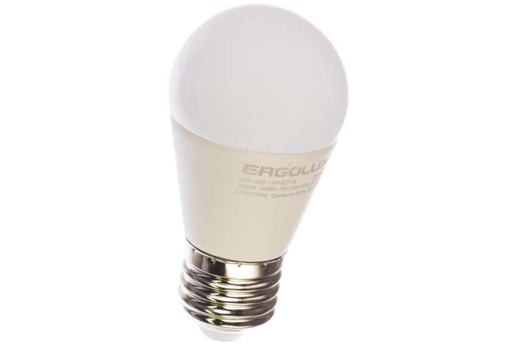 Электрическая светодиодная лампа Ergolux LED-G45-11W-E27-3K Шар 11Вт E27 3000K 13630