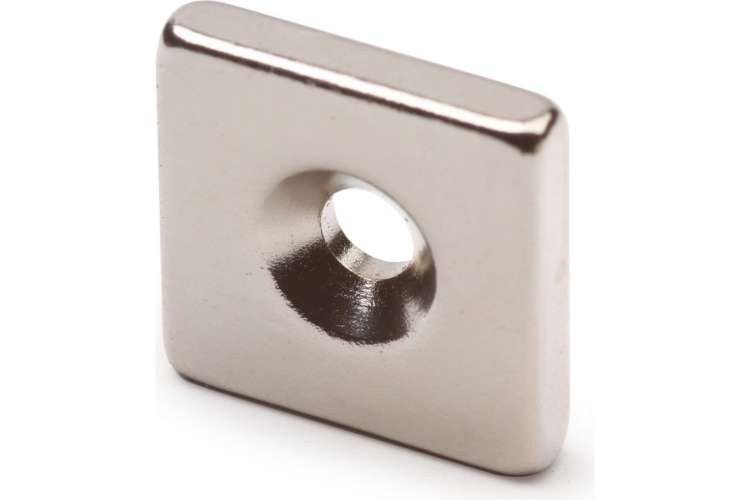 Неодимовый магнит Forceberg прямоугольник 15x15x3 мм с зенковкой 3.5/7 мм, 2 шт. 9-1302010-002
