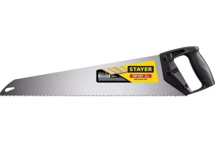 Ударопрочная ножовка Stayer "TopCut" 500 мм, 5 TPI, быстрый рез поперек волокон, для крупных и средних заготовок, 15061-50_z02