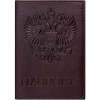Обложка для паспорта BRAUBERG Virginia Герб натуральная кожа, темно-бордовая 237199