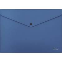 Пластиковая папка-конверт ErichKrause Fizzy Classic на кнопке, А4, синий 50177