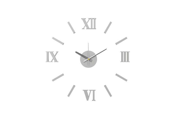 Настенные часы Kleber на клейкой ленте, 60 см, матовый хром KLE-CL204