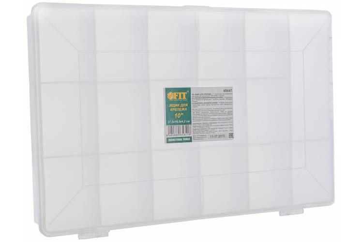 Ящик-органайзер прозрачный для крепежа (275х185х42 мм) FIT 65641