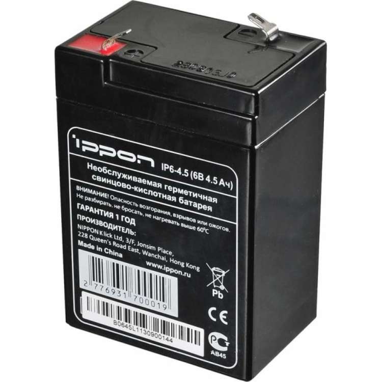 Батарея IP6-4.5 (6 В; 4.5 Ач) для ИБП IPPON 769317