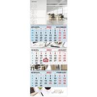 Квартальный календарь OFFICE BRAUBERG на 2023 г, 3 блока, 3 гребня, с бегунком, мелованная бумага 114252