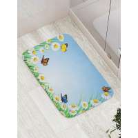 Коврик противоскользящий JoyArty "Бабочки на ромашках" для ванной, сауны, бассейна, bath_13603