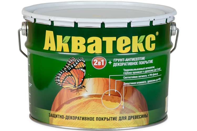 Защитно-декоративное покрытие для древесины Акватекс Калужница 10 л 530
