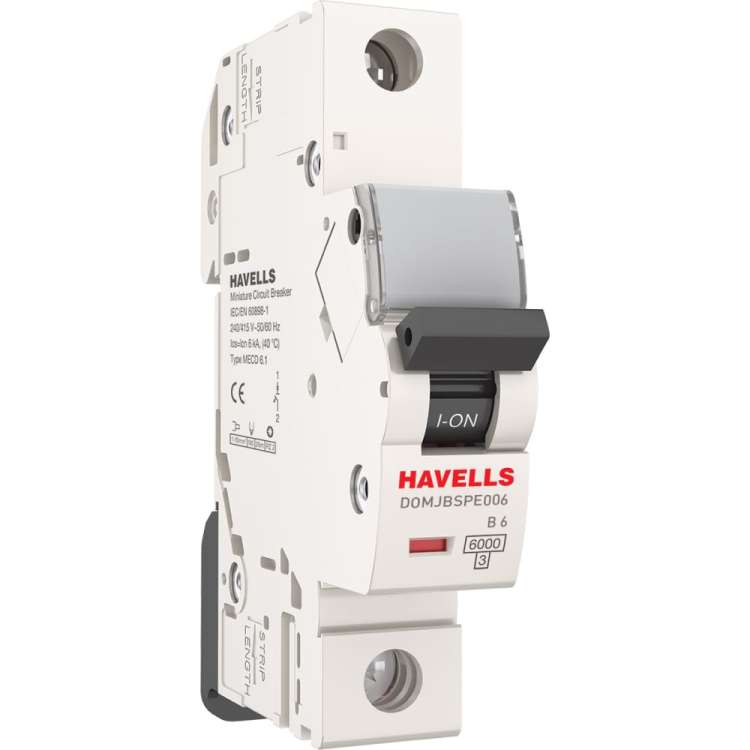 Автоматический выключатель Havells 1P, 6kA, B-6A, 1M. 7701547