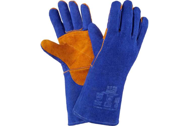 Спилковые краги Фабрика перчаток Сапфир синие КР-СП-СФ-96