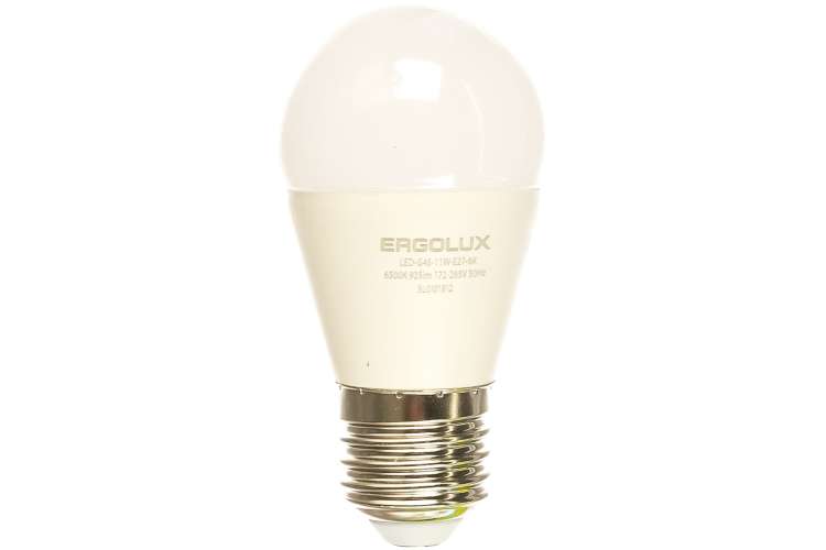 Электрическая светодиодная лампа Ergolux LED-G45-11W-E27-6K Шар 11Вт E27 6500K 13632