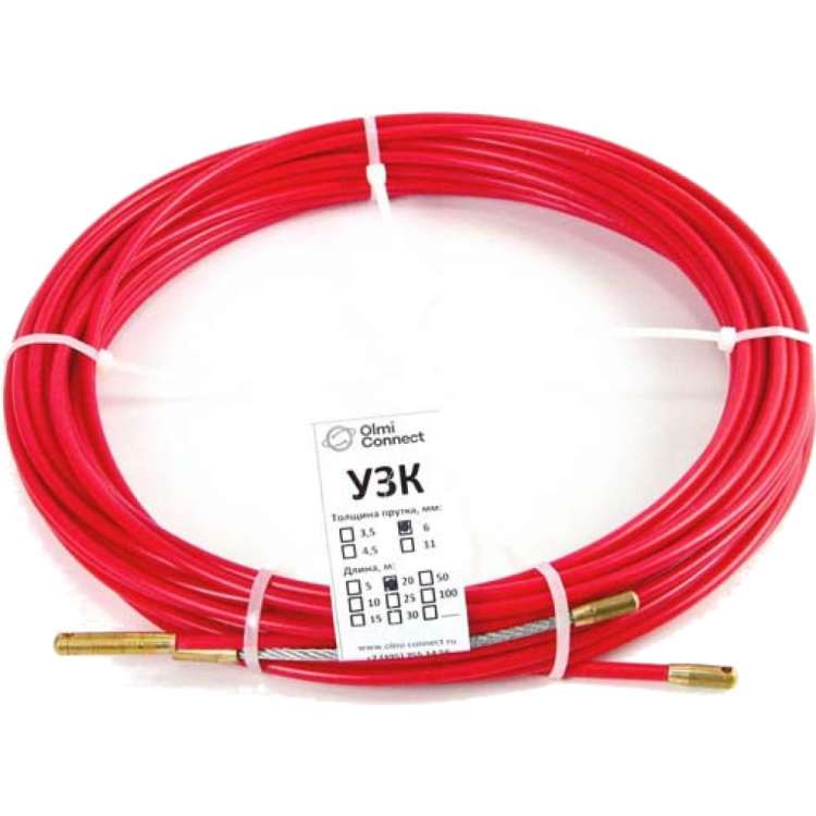 Протяжка для кабеля мини OlmiOn УЗК d=6 мм L=150 м в бухте, красный СП-Б-6/150
