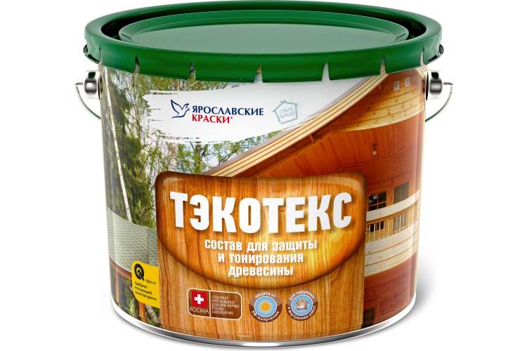 Состав для защиты и тонирования древесины ЯРОСЛАВСКИЕ КРАСКИ ТЭКОТЕКС бесцветный, ведро 7,6 кг 104091.3