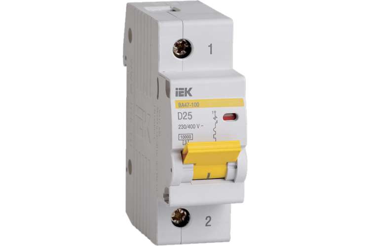 Автоматический выключатель IEK ВА47-100, 1Р, 25А, 10кА, характеристика D MVA40-1-025-D