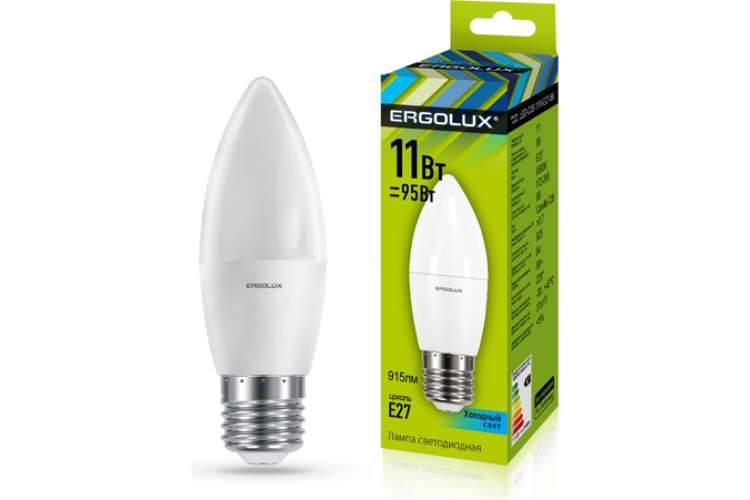 Электрическая светодиодная лампа Ergolux LED-C35-11W-E27-4K Свеча 11Вт E27 4500K 13622