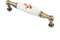 Ручка-скоба с фарфором KERRON Клен, 96мм, Д105 Ш20 В25, античная бронза SF01-01-96 BA