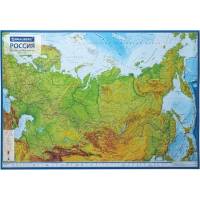 Физическая карта России BRAUBERG 101x70 см, 1:8,5 М, с ламинацией, интерактивная, европодвес 112392