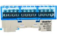 Изолированная нулевая шина Tekfor KSN-6-6x9-12 BLUE 06-07-002