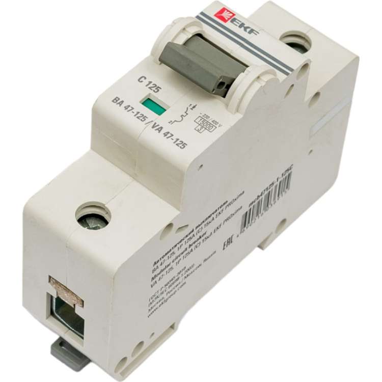 Автоматический выключатель EKF PROxima ВА 47-125, 1P, 125А, C, 15кА mcb47125-1-125C