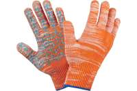 Трикотажные перчатки с ПВХ Фабрика перчаток плотные 10 класс, 6 нитей, оранжевые 6-10-ПЛ-ОР-(L)