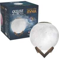 Настольный светильник Gauss NN004 3D Луна 1W 220-240V D13см белый 13см c увлажнителем воздуха LED