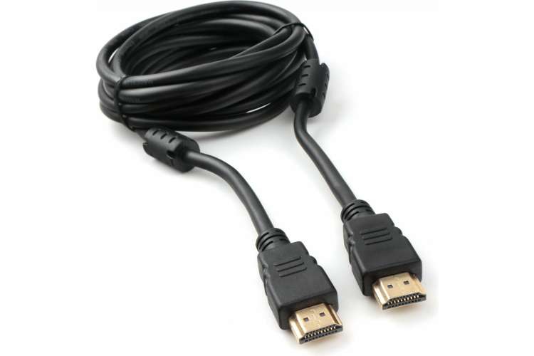 Кабель HDMI Cablexpert 3м v2.0 19M/19M черный позолоченные разъемы экран 2 ферритовых кольца пакет CCF2-HDMI4-10